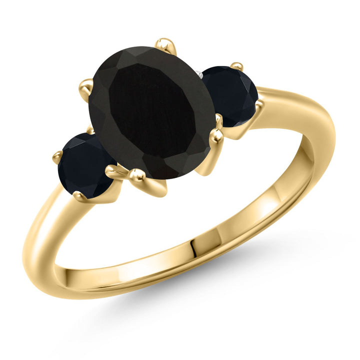 Onyx - December_5_Ring in 925 Yellow Gold Plated Silver