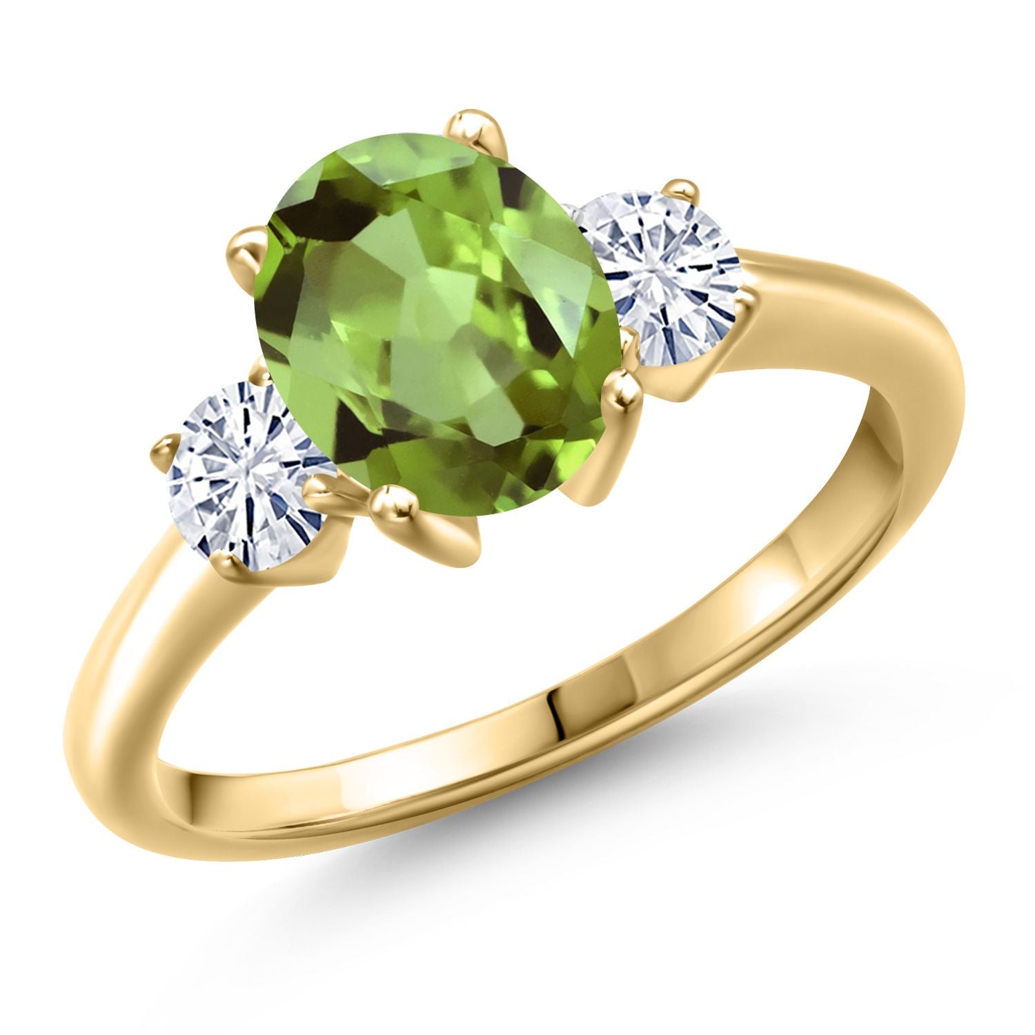 Peridot - August_9_Ring in 925 Yellow Gold Plated Silver