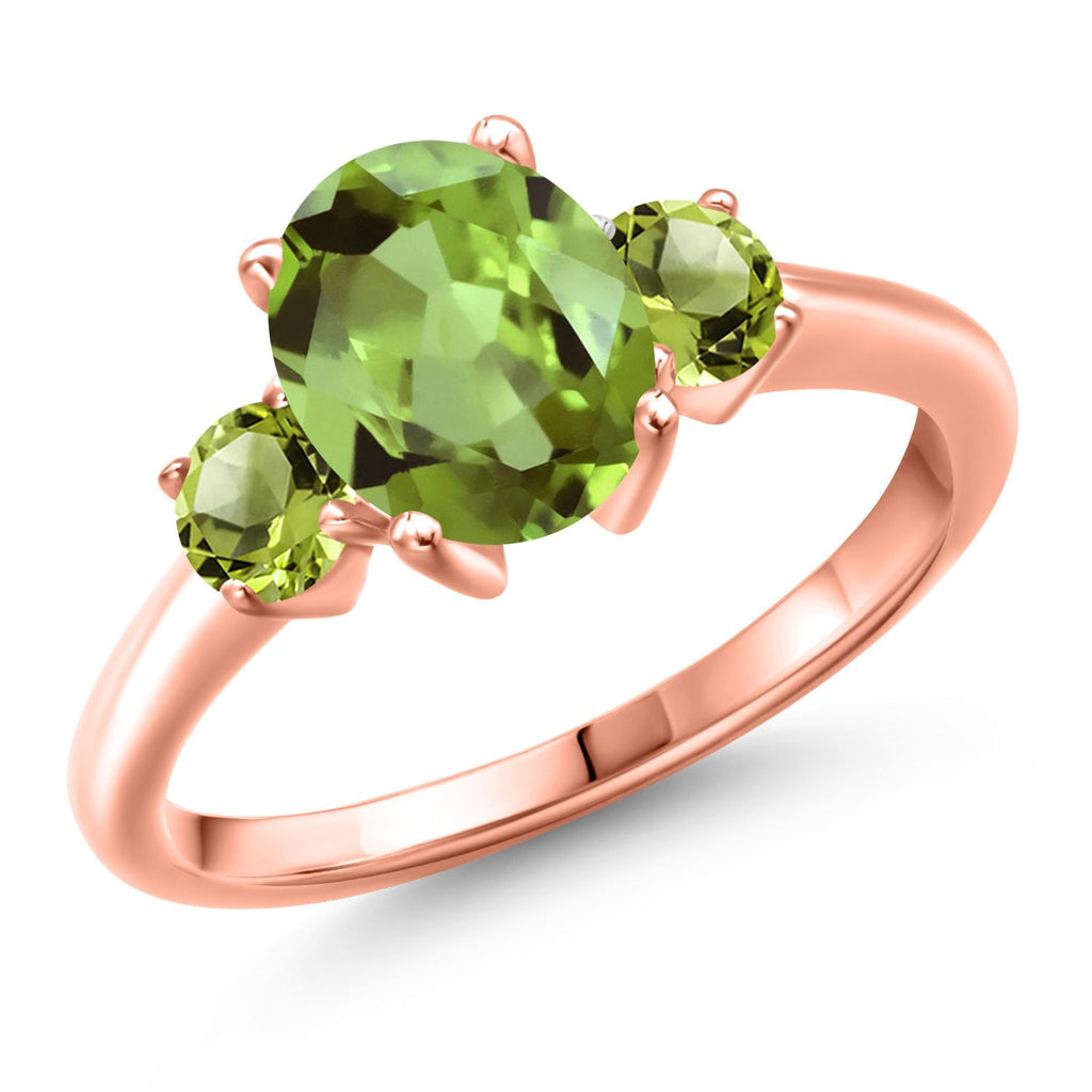 Peridot - August_6_Ring in 925 Rose Gold Plated Silver