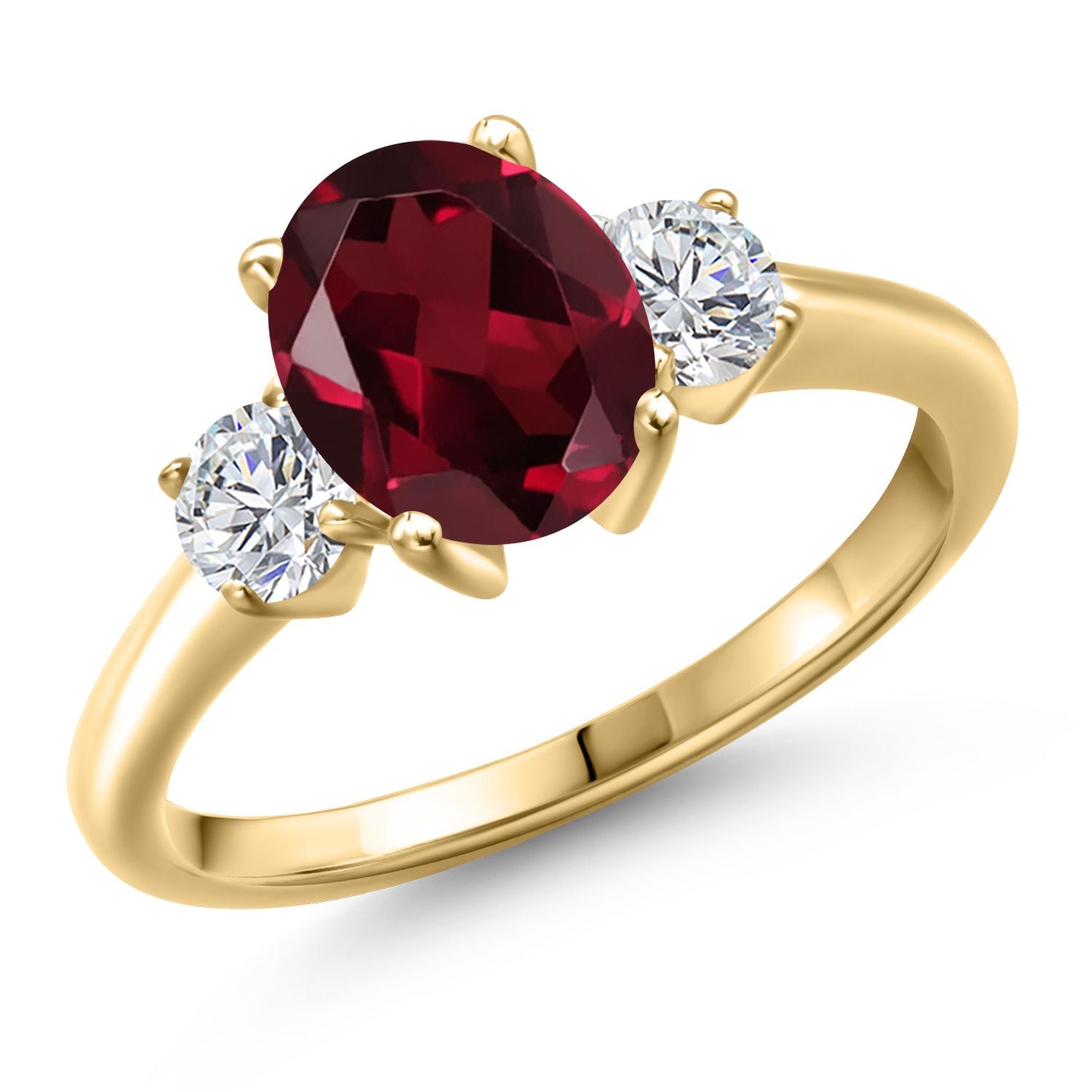 Rhodolite Garnet_7_Ring in 925 Yellow Gold Plated Silver