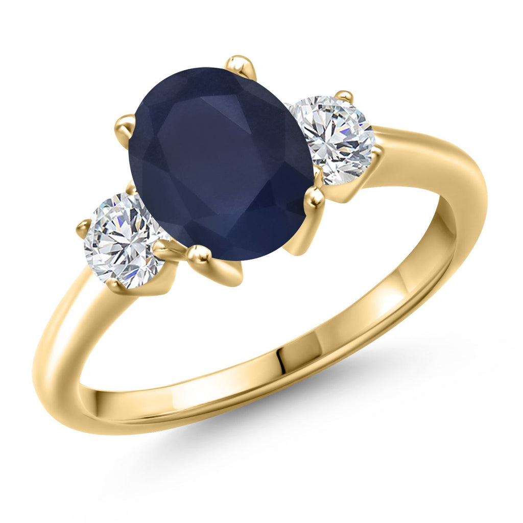 Blue Sapphire - September_7_Ring in 925 Yellow Gold Plated Silver