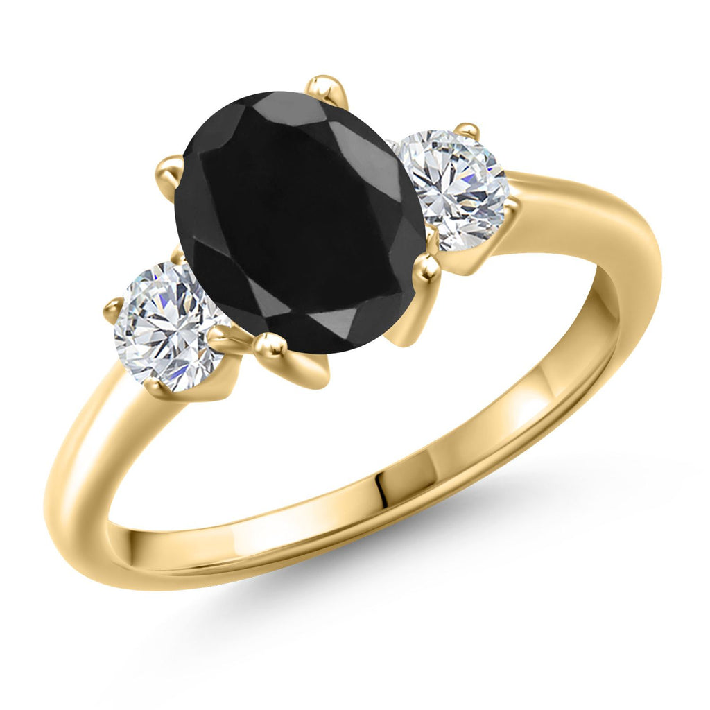 Black Sapphire - September_7_Ring in 925 Yellow Gold Plated Silver