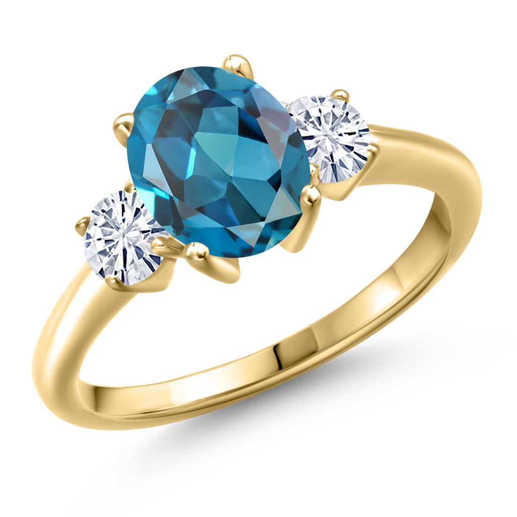 London Blue Topaz - November_8_Ring in 925 Yellow Gold Plated Silver
