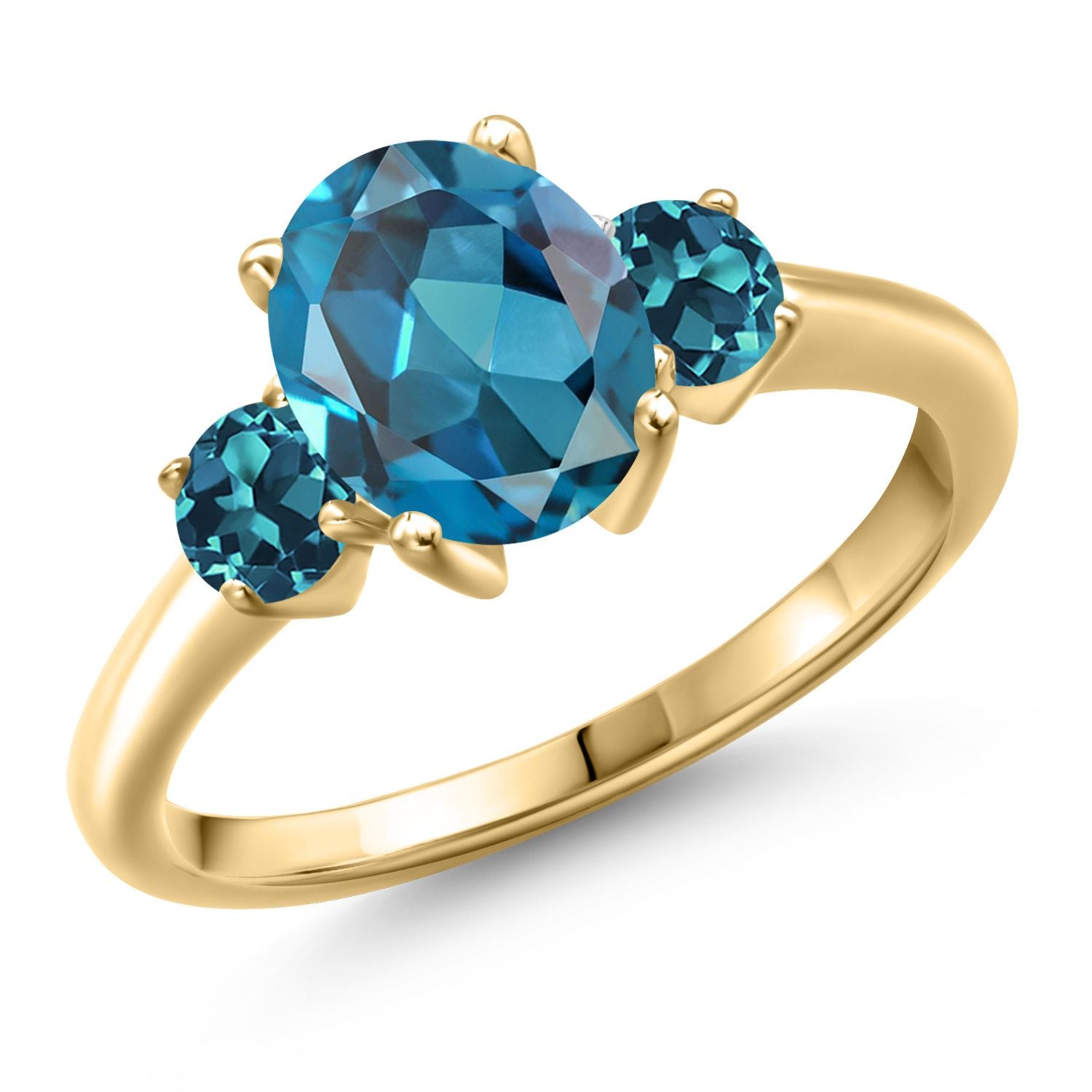 London Blue Topaz - November_8_Ring in 925 Yellow Gold Plated Silver