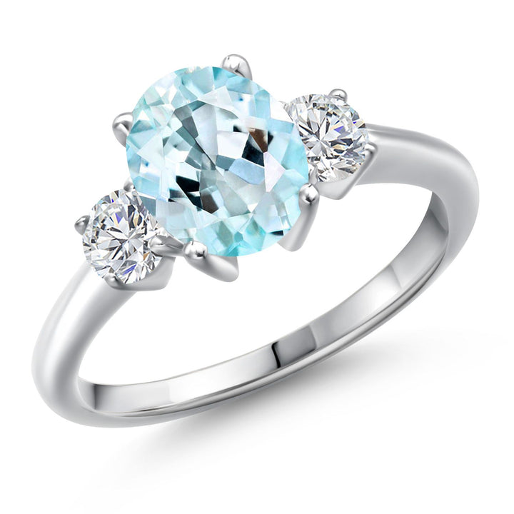 Sky Blue Topaz - November_6_Ring in 925 Sterling Silver