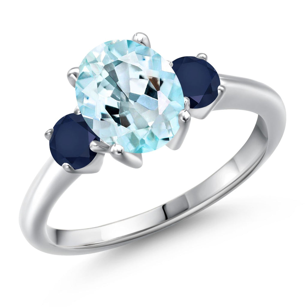 Sky Blue Topaz - November_5_Ring in 925 Sterling Silver