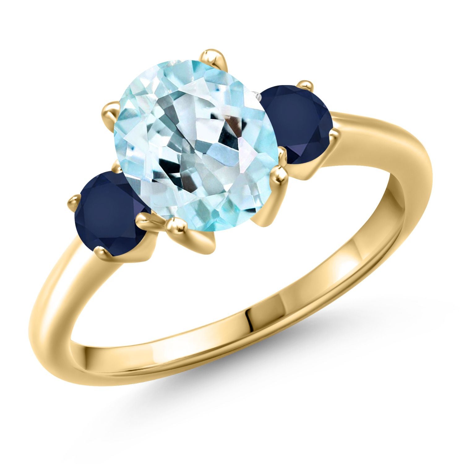 Sky Blue Topaz - November_6_Ring in 925 Yellow Gold Plated Silver