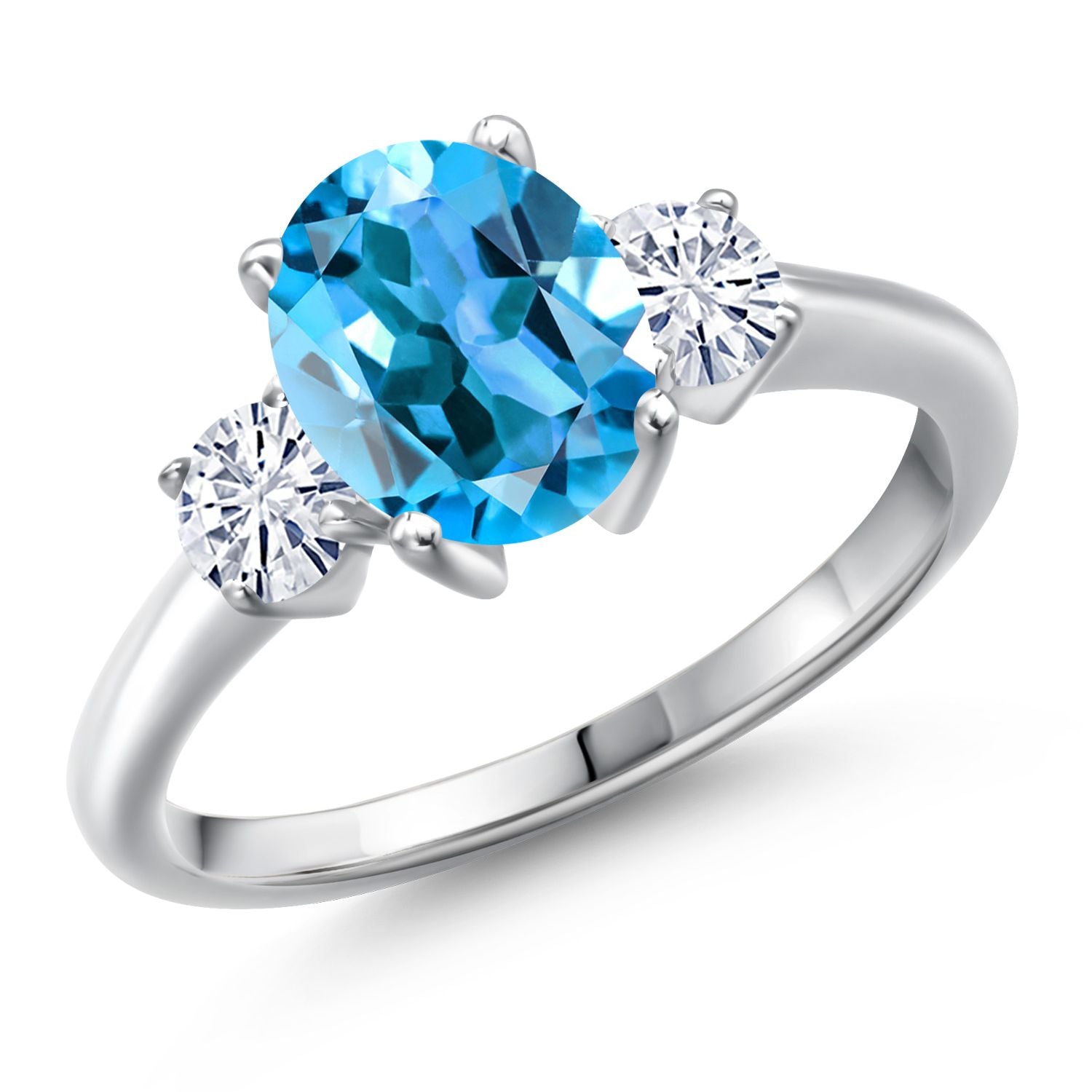 Swiss Blue Topaz - November_8_Ring in 925 Sterling Silver