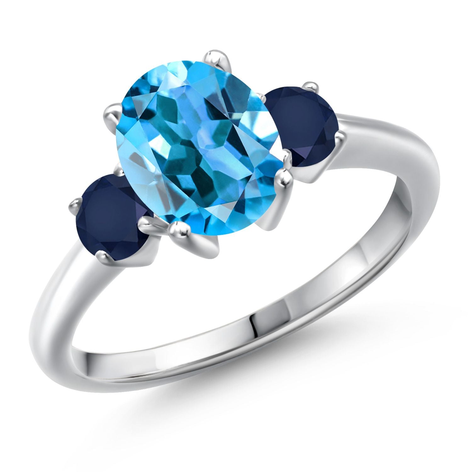 Swiss Blue Topaz - November_5_Ring in 925 Sterling Silver