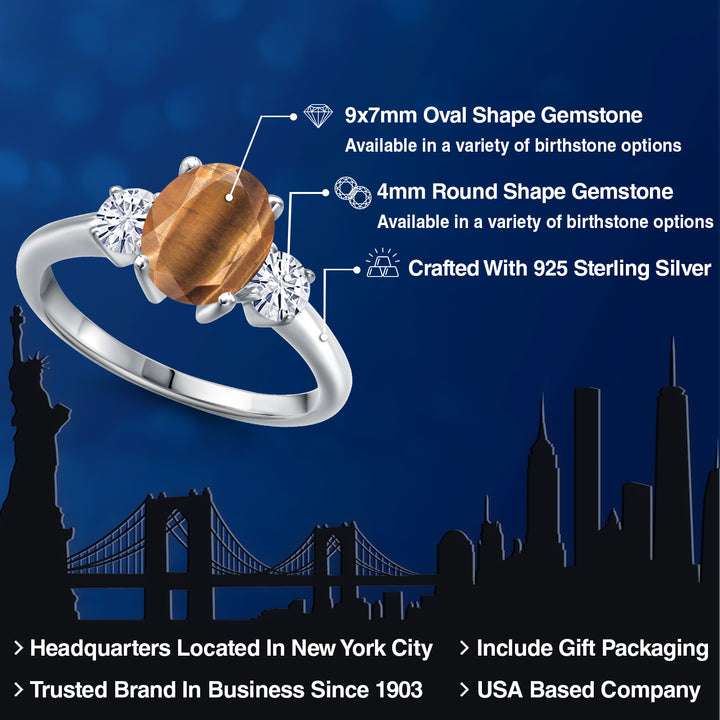 Tiger Eye and Moissanite_5_Ring in 925 Sterling Silver