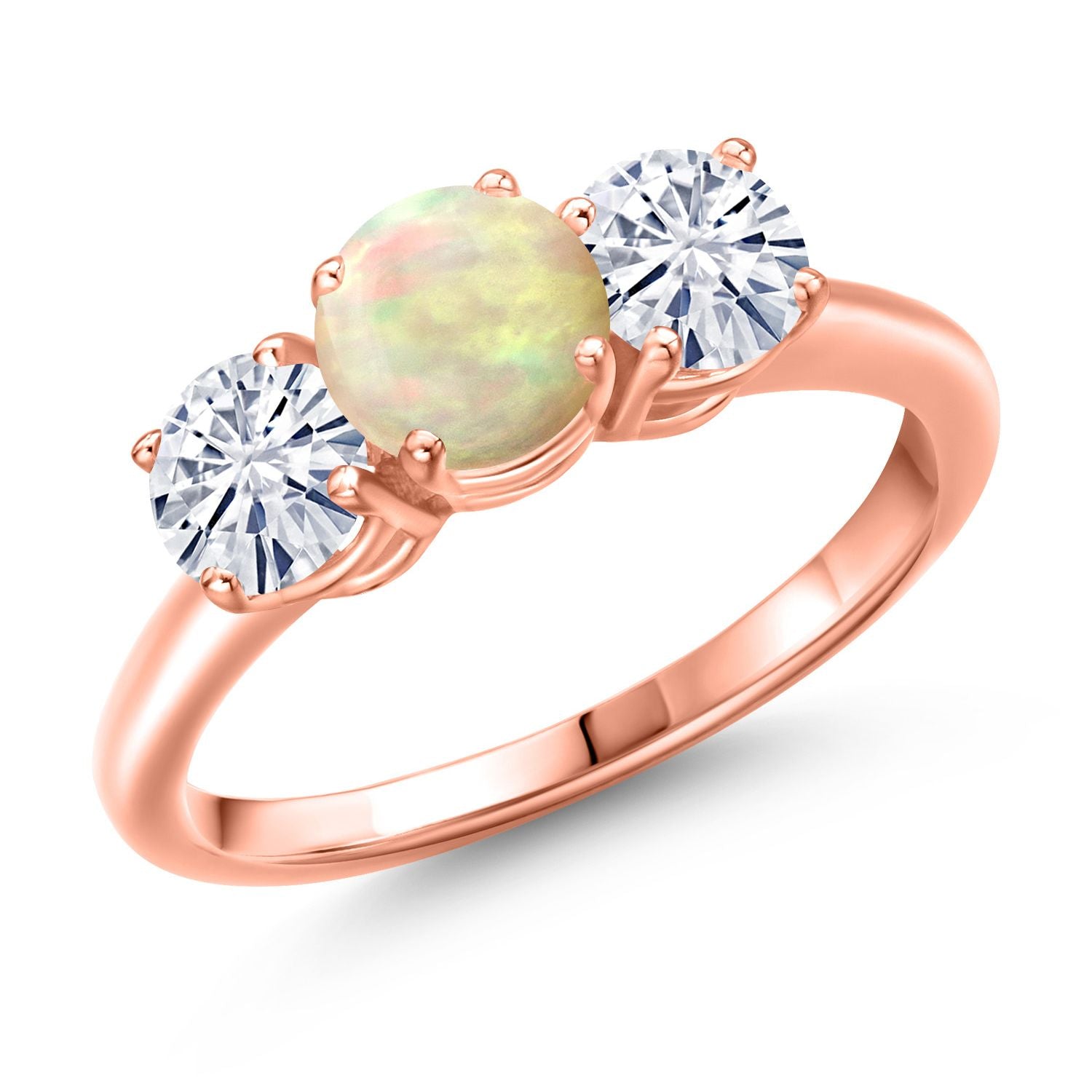 Ethiopian Opal-Cabochon - October_8_Ring in 925 Rose Gold Plated Silver