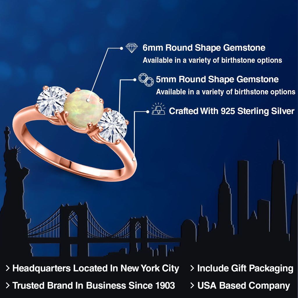 Ethiopian Opal-Cabochon - October_5_Ring in 925 Rose Gold Plated Silver