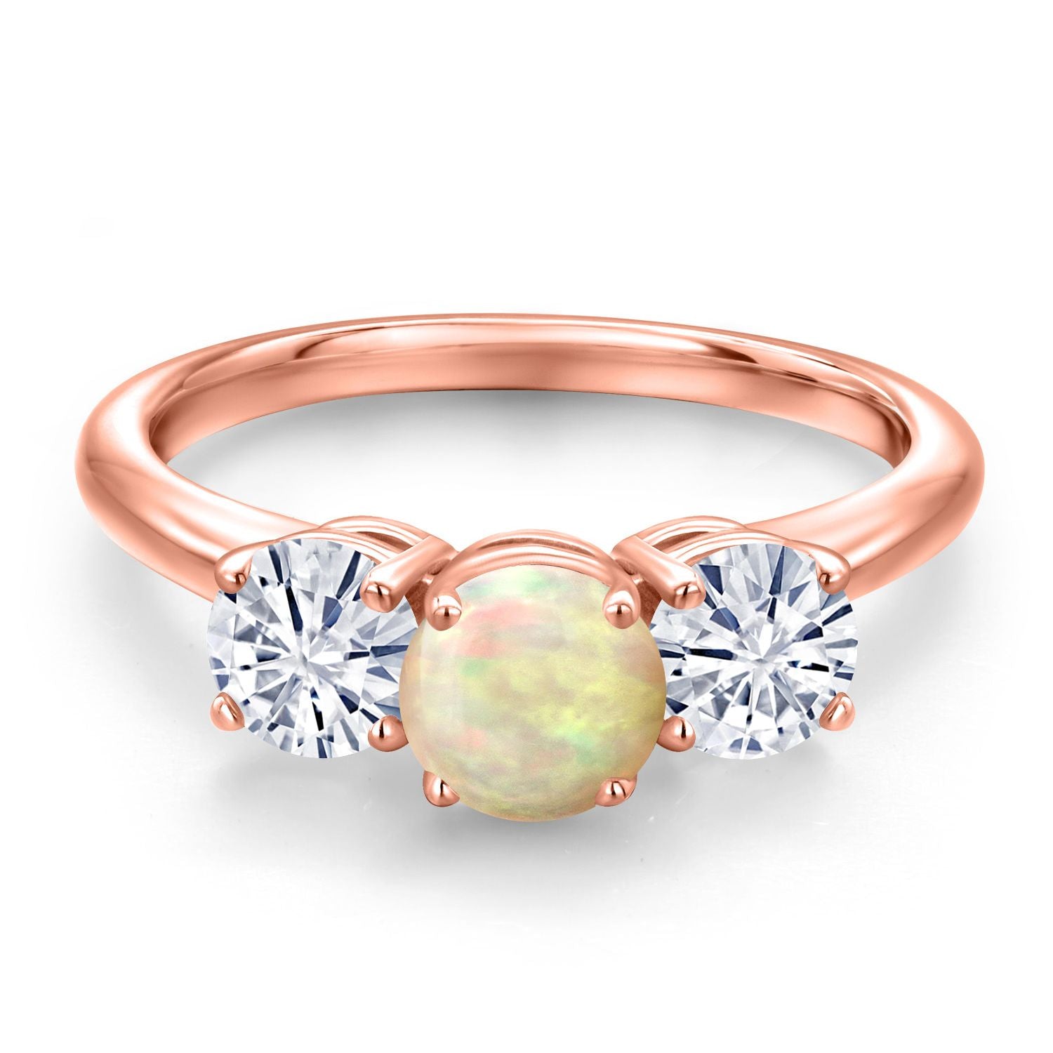 Ethiopian Opal-Cabochon - October_5_Ring in 925 Rose Gold Plated Silver