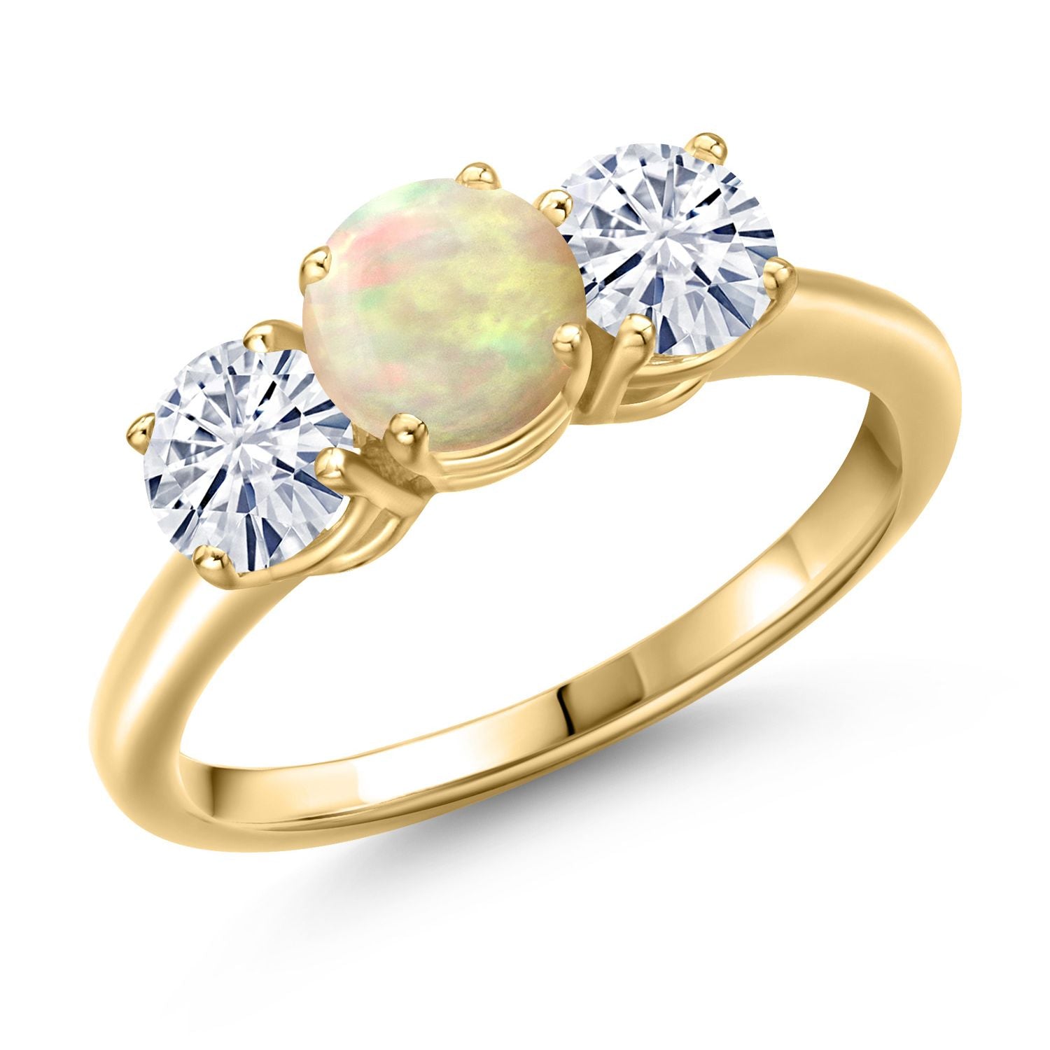 Ethiopian Opal-Cabochon - October_6_Ring in 925 Yellow Gold Plated Silver