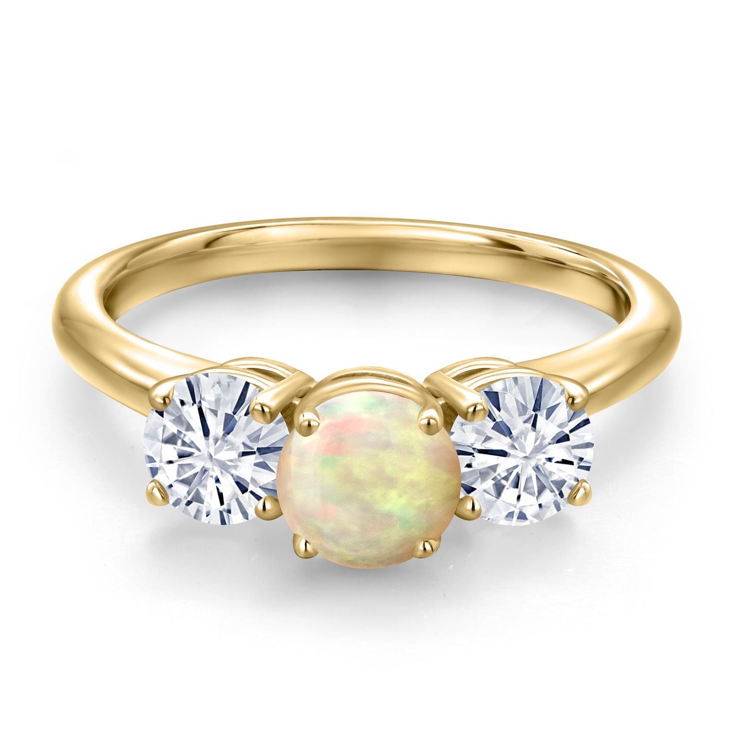 Ethiopian Opal-Cabochon - October_5_Ring in 925 Yellow Gold Plated Silver
