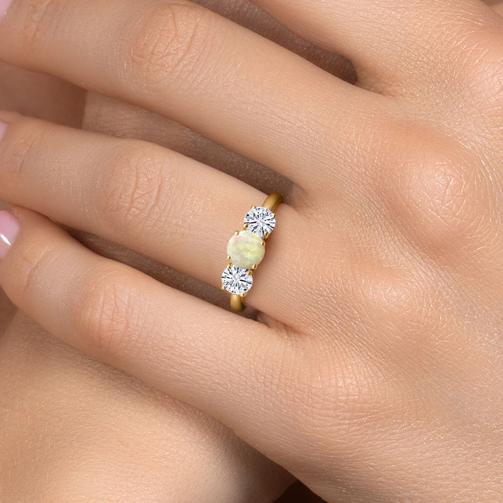 Ethiopian Opal-Cabochon - October_5_Ring in 925 Yellow Gold Plated Silver