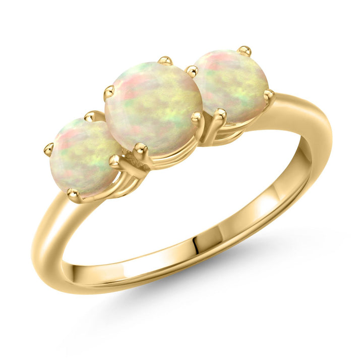 Ethiopian Opal-Cabochon - October_5_Ring in 925 Yellow Gold Plated Silver