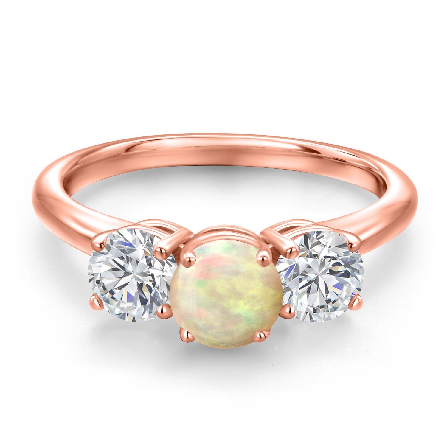 Ethiopian Opal-Cabochon - October_5_Ring in 925 Rose Gold Plated Silver