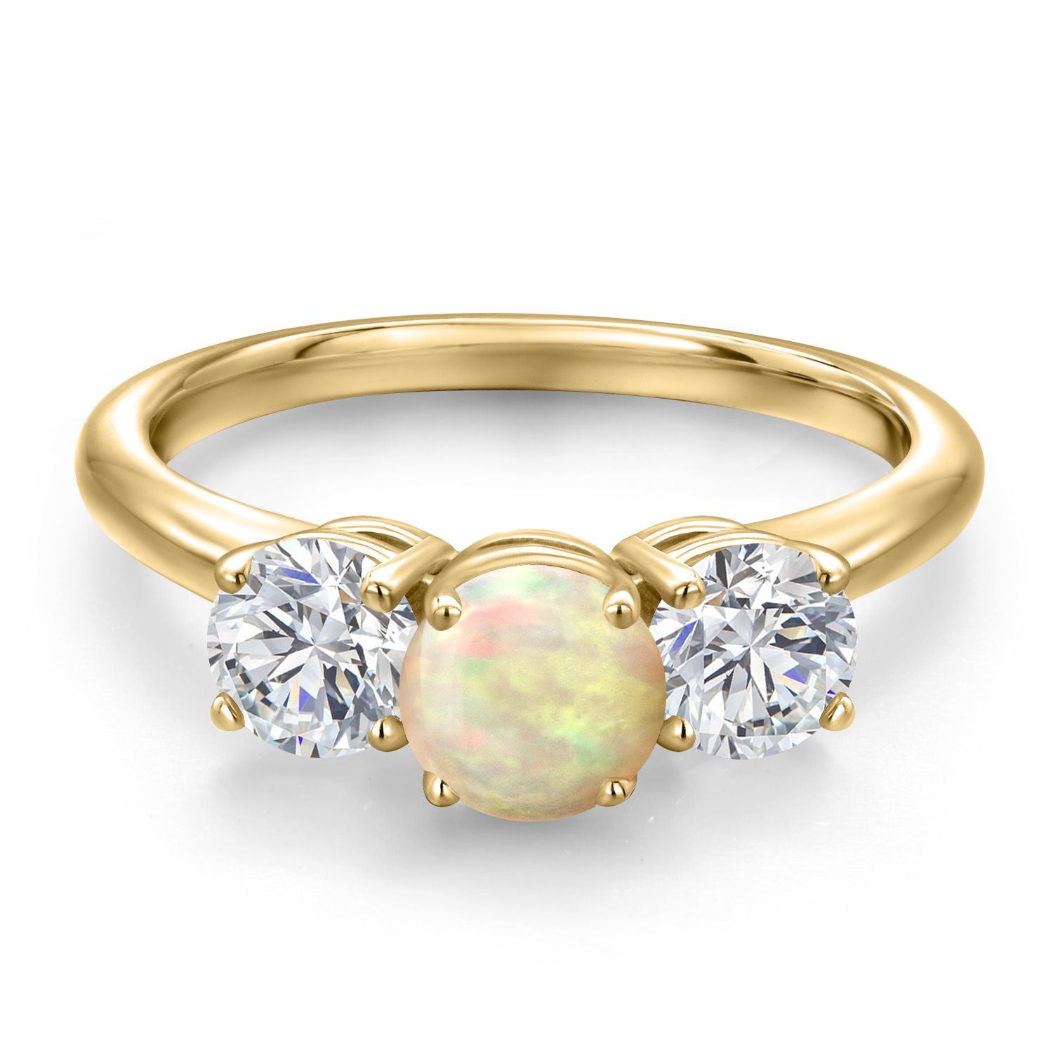 Ethiopian Opal-Cabochon - October_5_Ring in 925 Yellow Gold Plated Silver