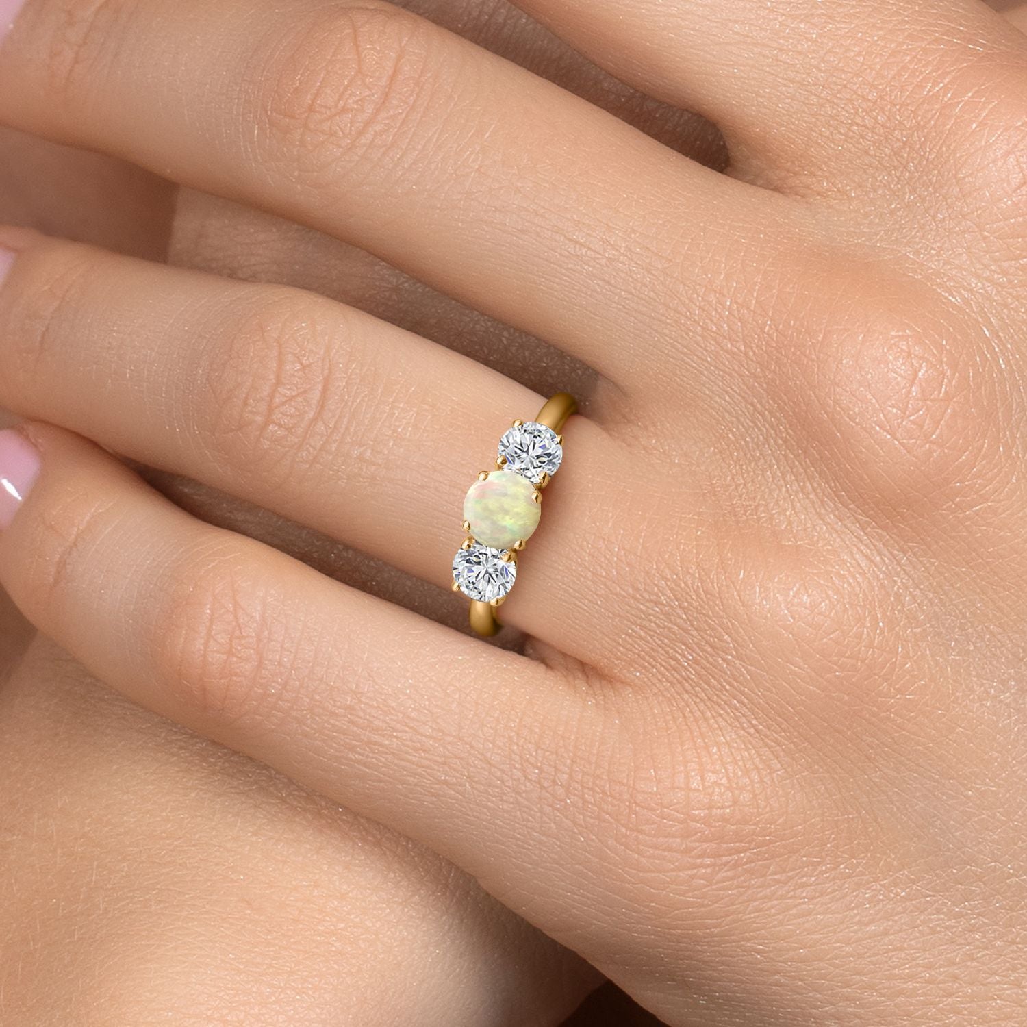 Ethiopian Opal-Cabochon - October_5_Ring in 925 Yellow Gold Plated Silver