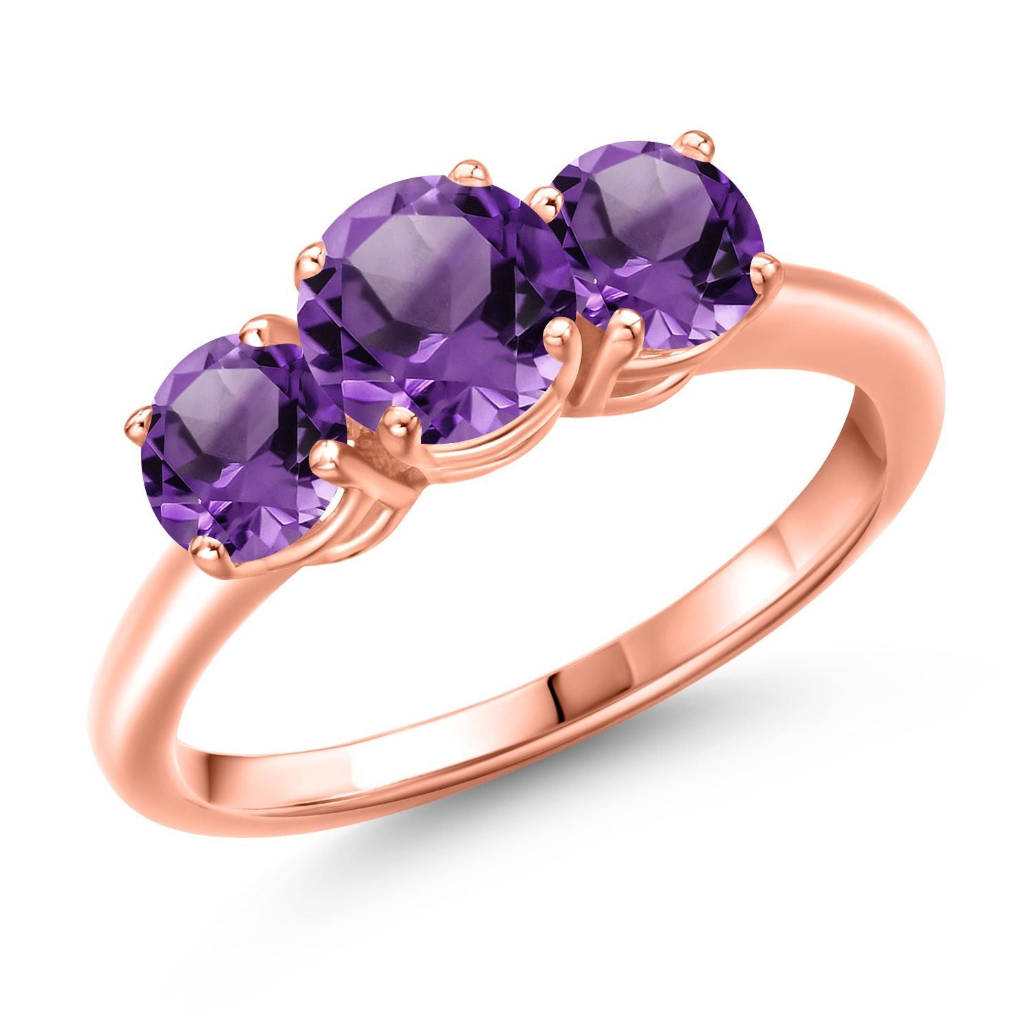 Amethyst - February_6_Ring in 925 Rose Gold Plated Silver