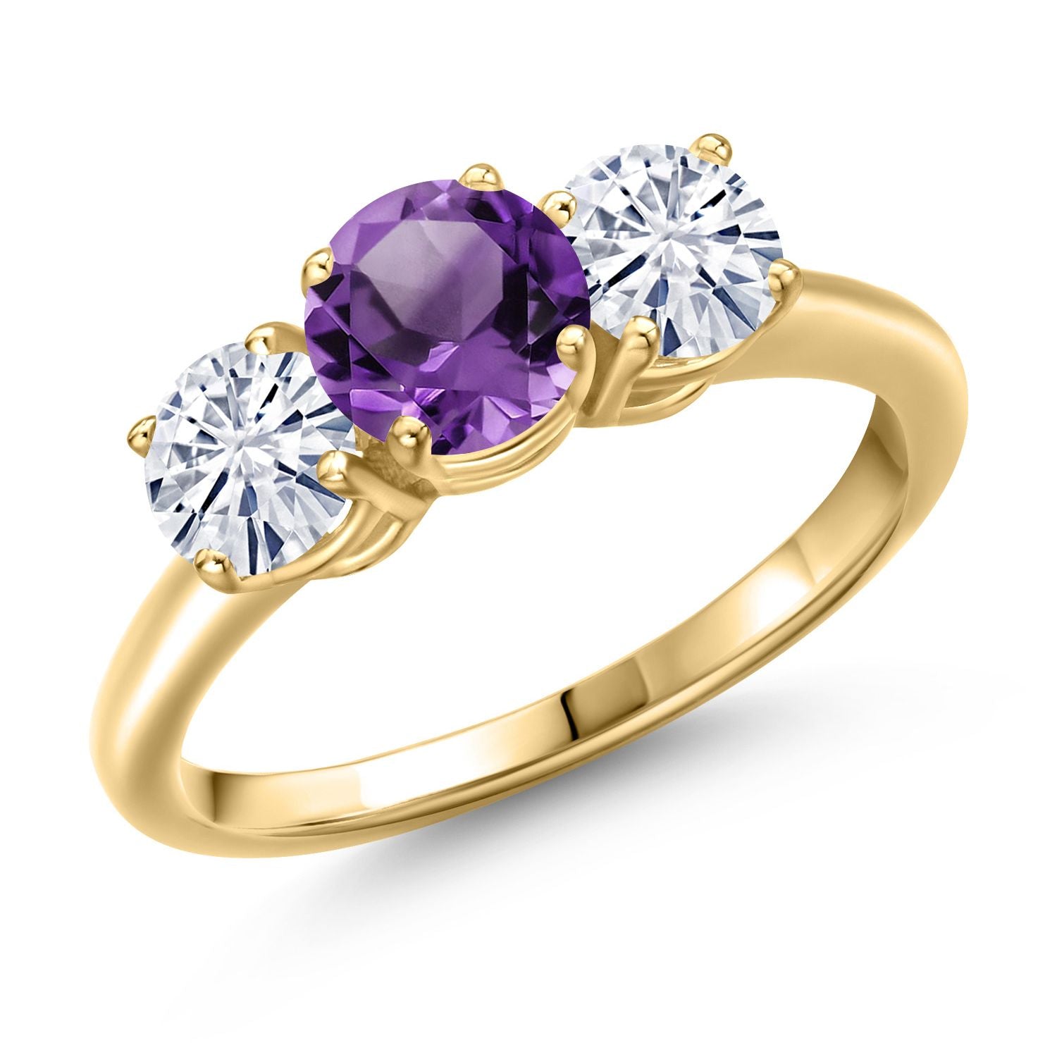 Amethyst - February_6_Ring in 925 Yellow Gold Plated Silver