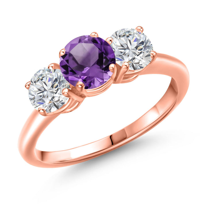 Amethyst - February_5_Ring in 925 Rose Gold Plated Silver