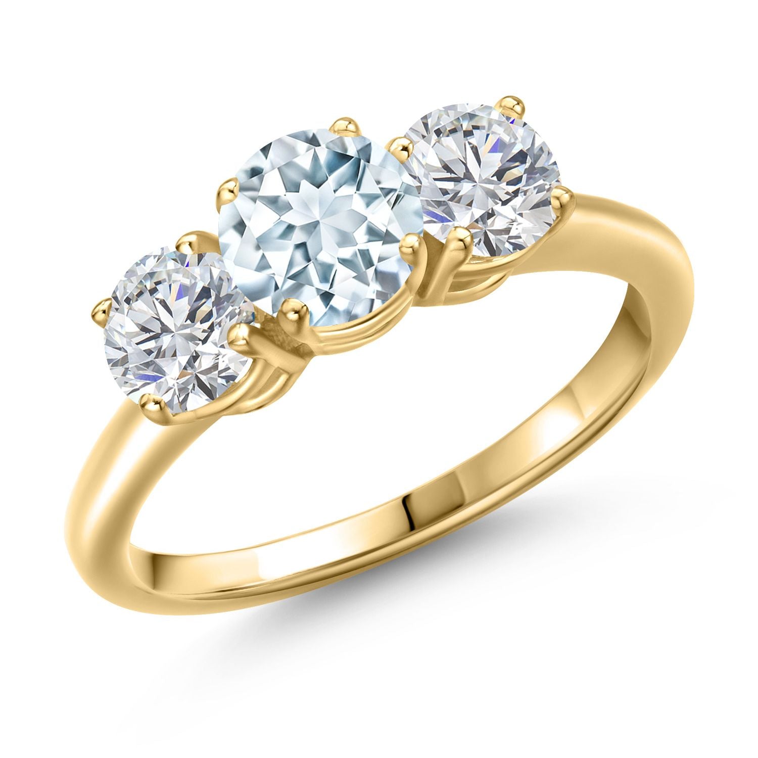 Aquamarine - March_9_Ring in 925 Yellow Gold Plated Silver