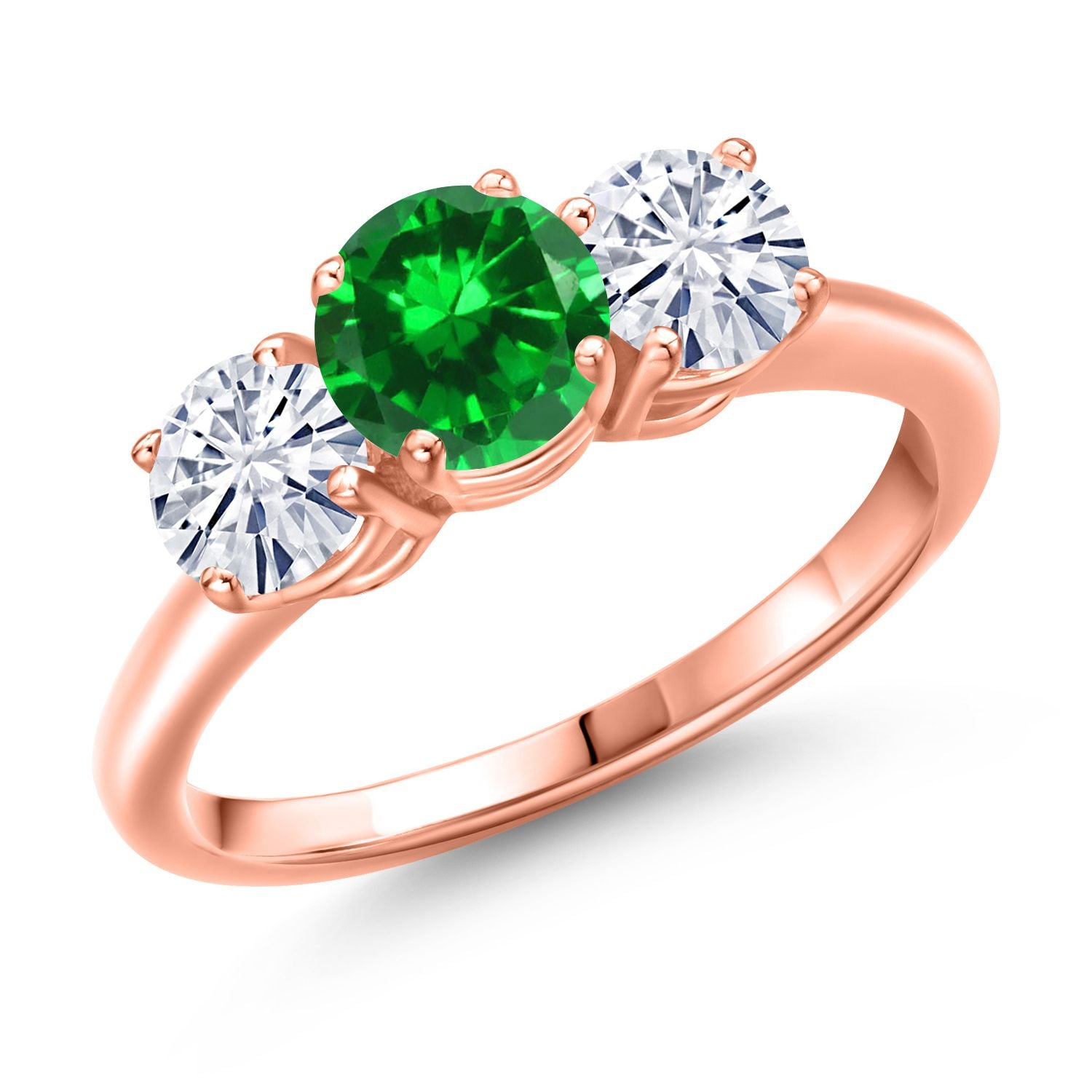 Created Emerald - May_7_Ring in 925 Rose Gold Plated Silver