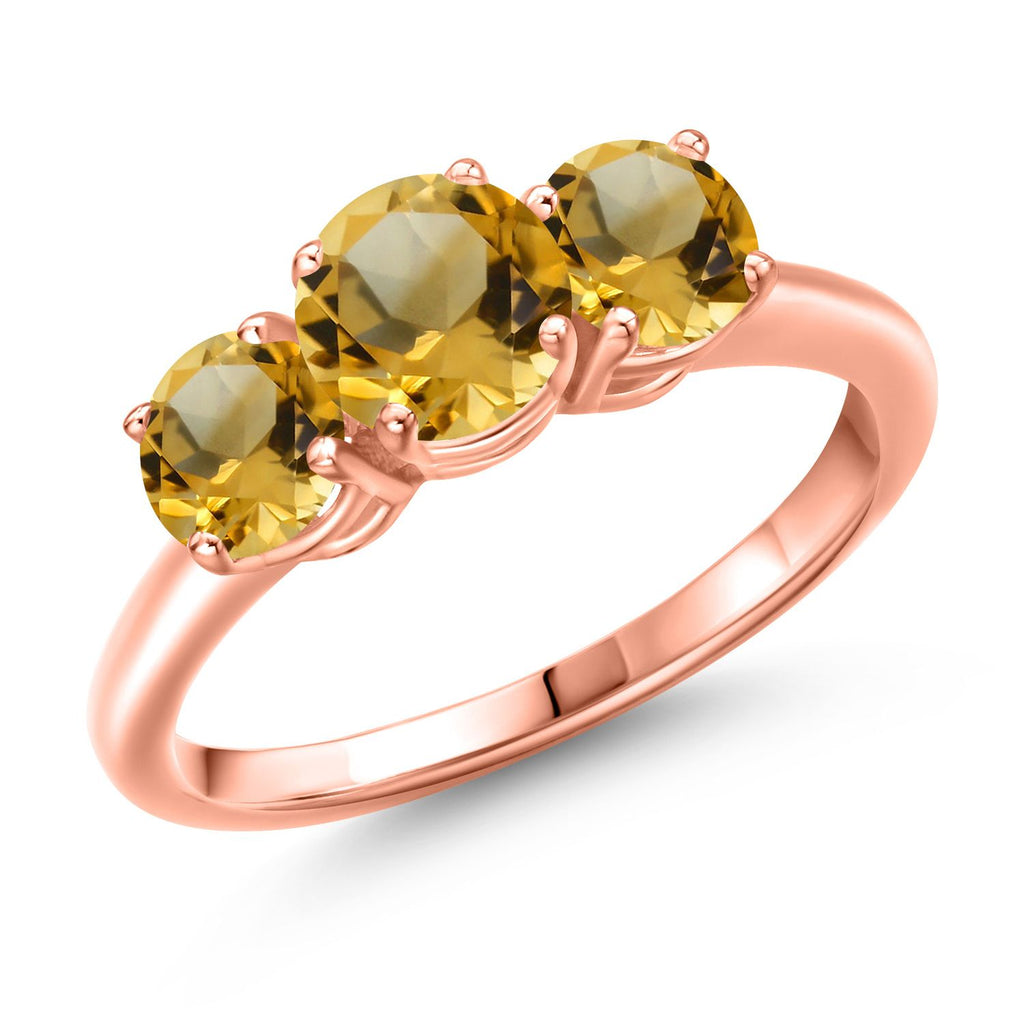 Citrine - November_8_Ring in 925 Rose Gold Plated Silver