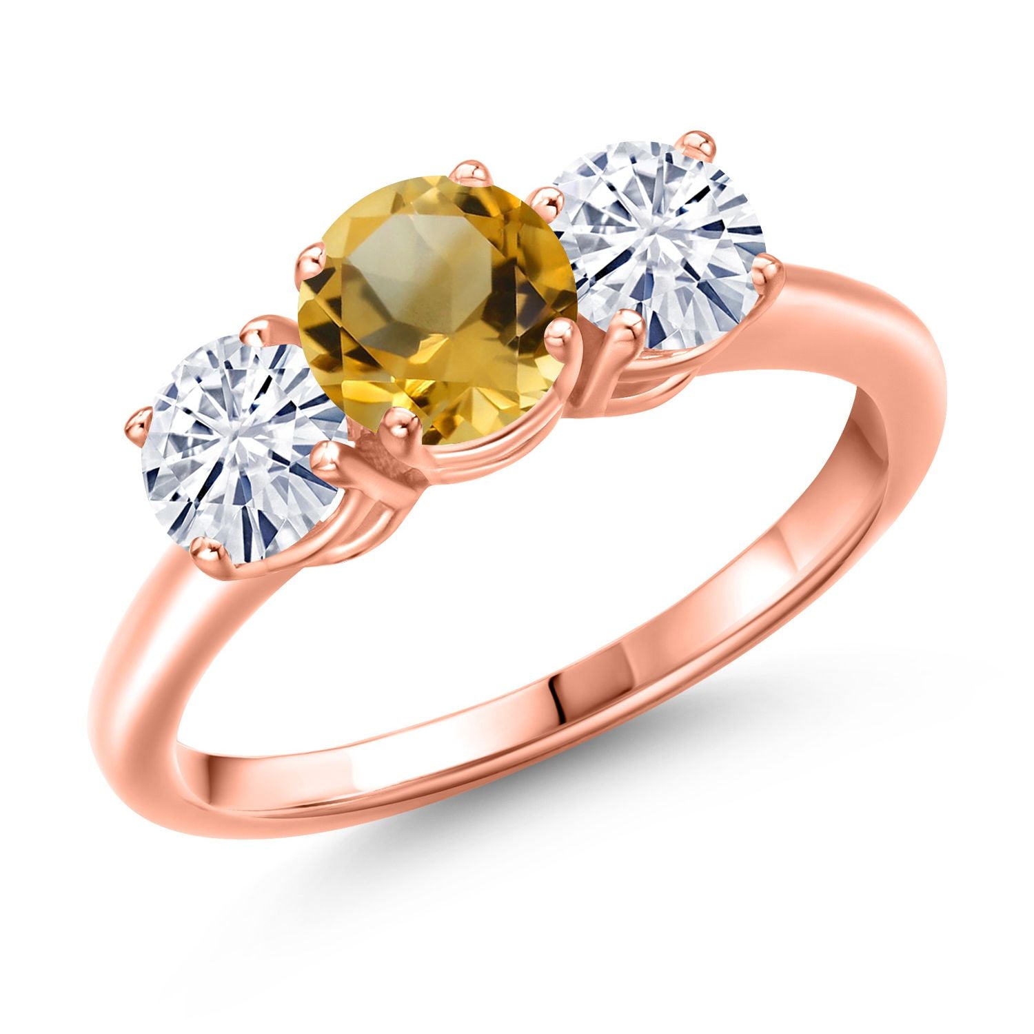 Citrine - November_5_Ring in 925 Rose Gold Plated Silver