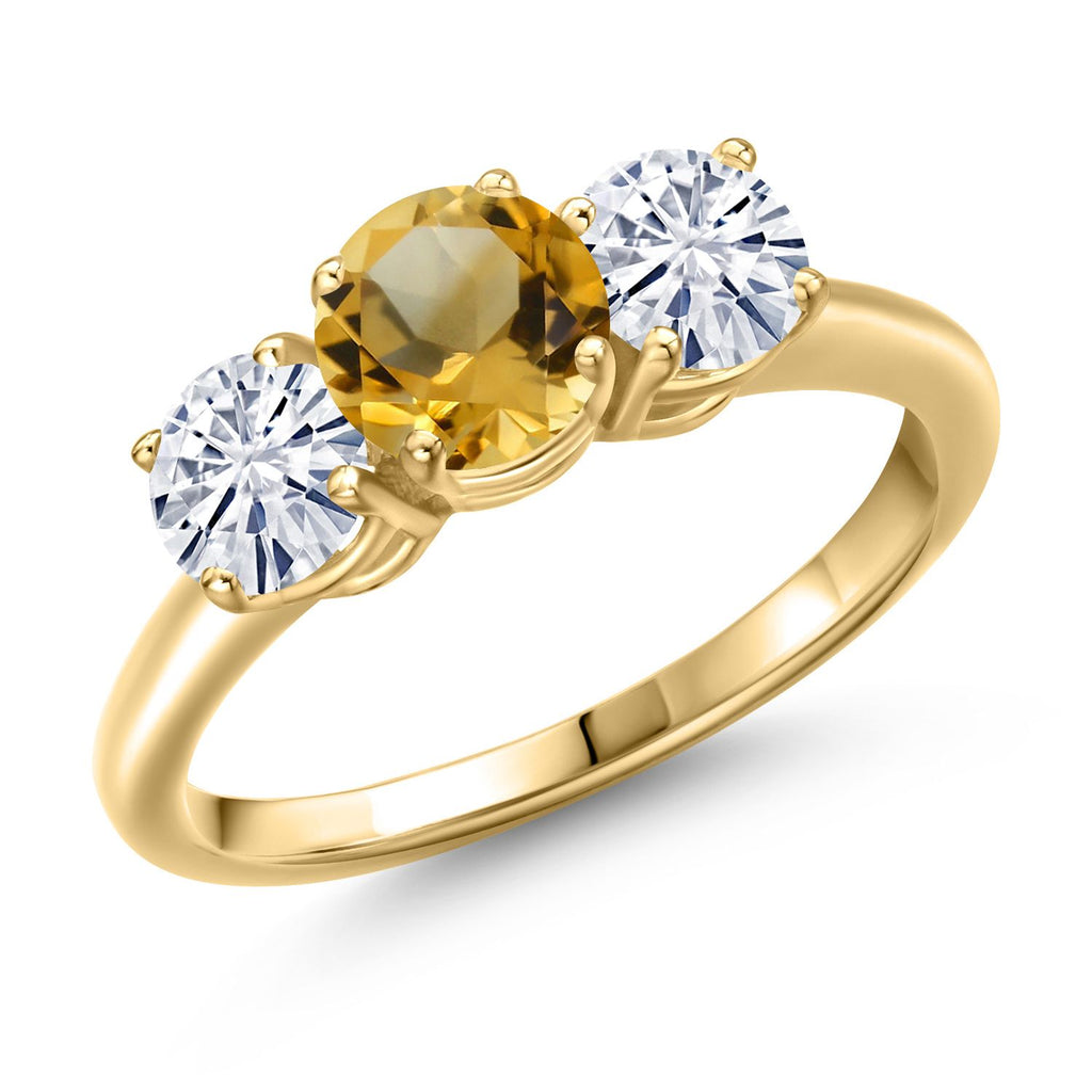 Citrine - November_5_Ring in 925 Yellow Gold Plated Silver