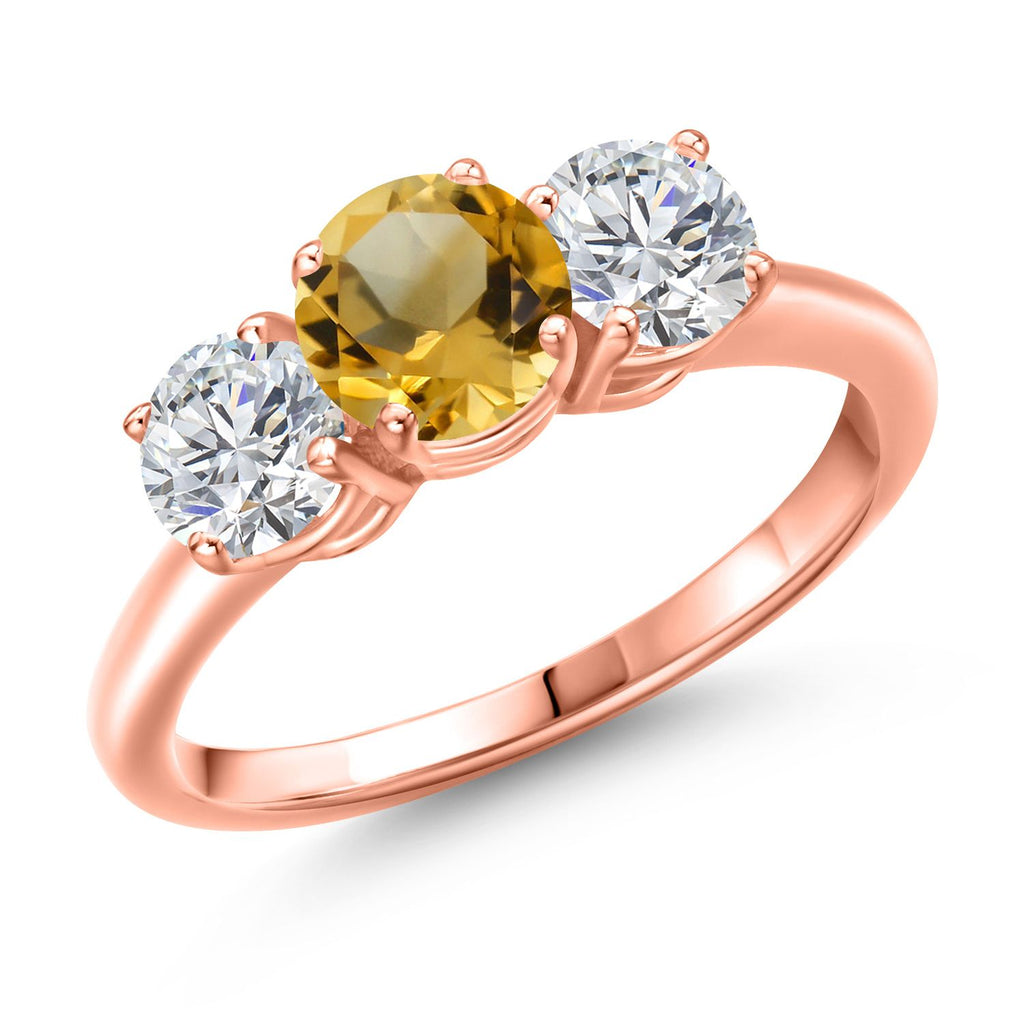 Citrine - November_8_Ring in 925 Rose Gold Plated Silver