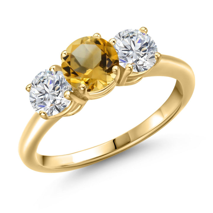 Citrine - November_5_Ring in 925 Yellow Gold Plated Silver
