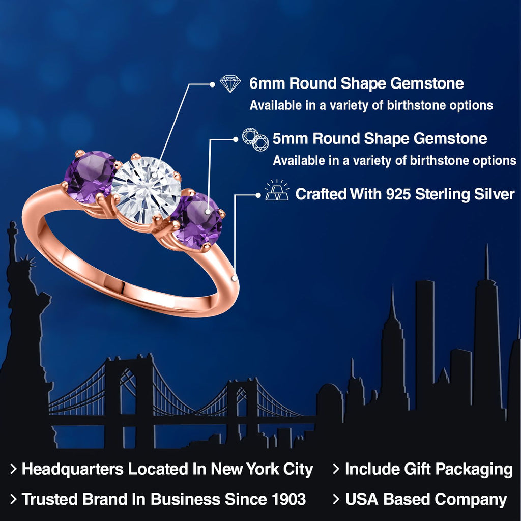 White Moissanite - April_5_Ring in 925 Rose Gold Plated Silver