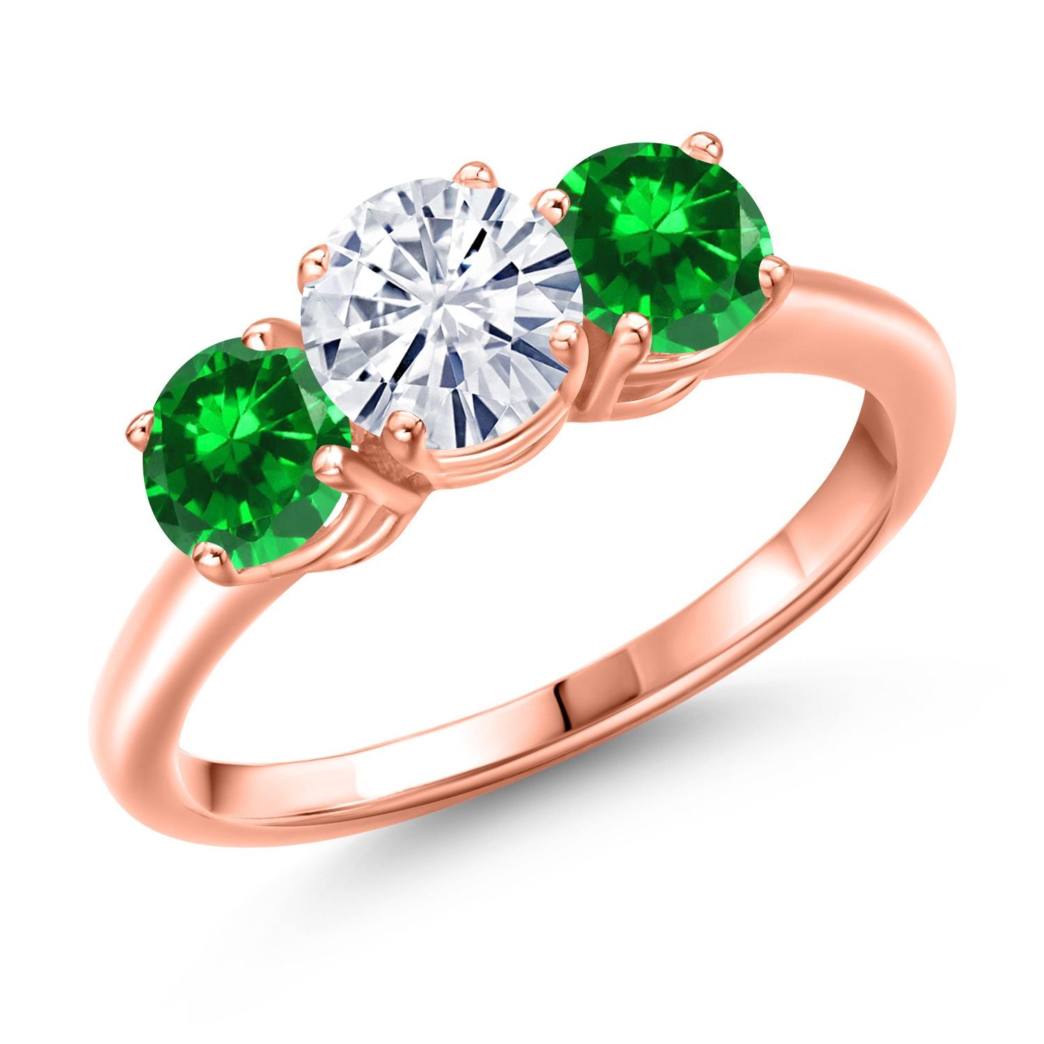 Created Emerald - May_6_Ring in 925 Rose Gold Plated Silver