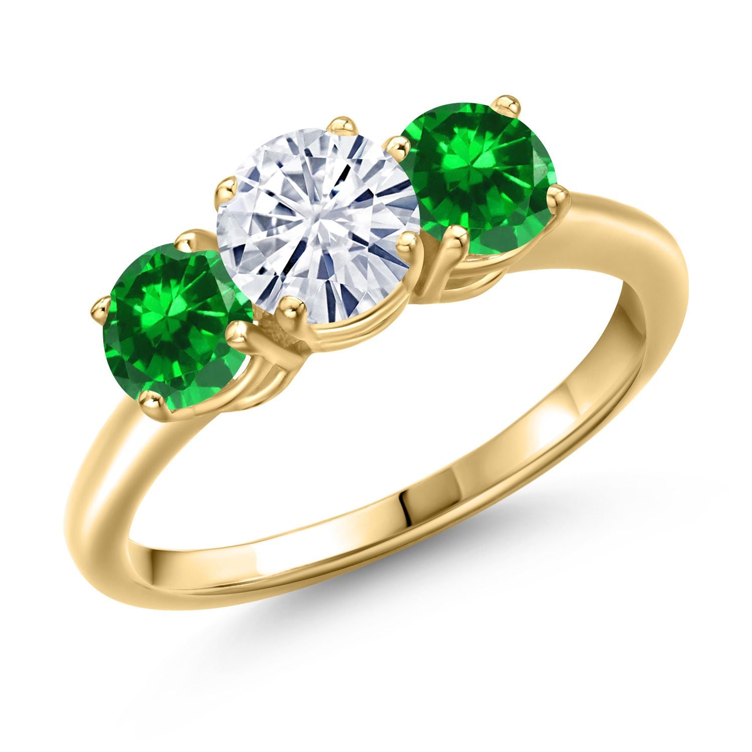 Created Emerald - May_7_Ring in 925 Yellow Gold Plated Silver