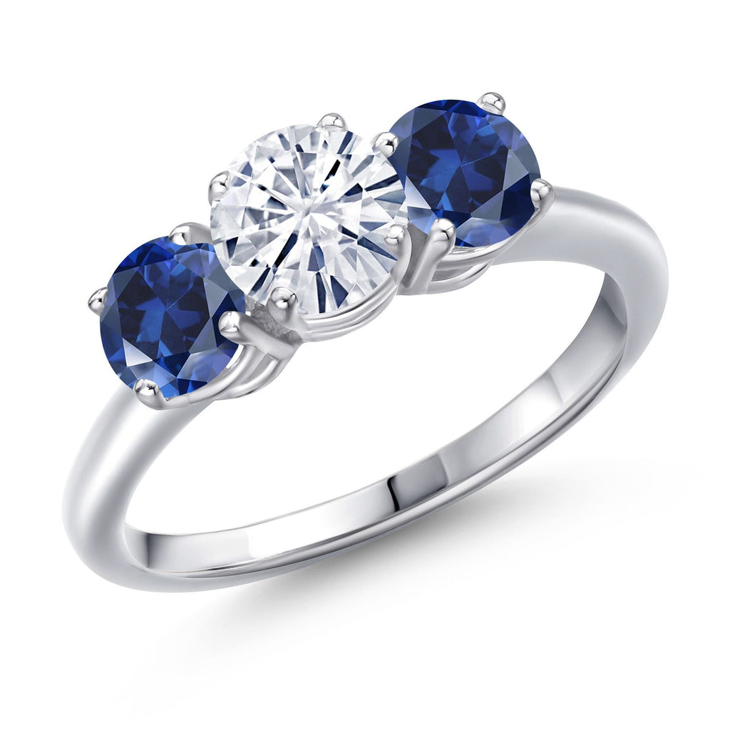Blue Created Sapphire - September_8_Ring in 925 Sterling Silver