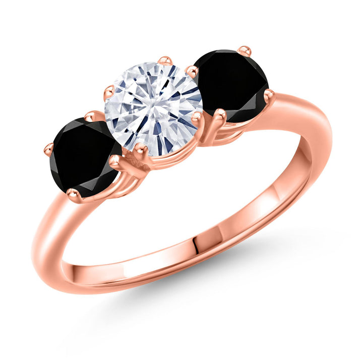 Black Diamond - April_5_Ring in 925 Rose Gold Plated Silver