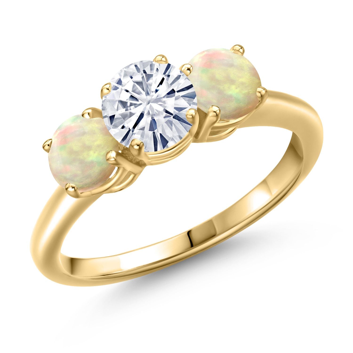Ethiopian Opal-Cabochon - October_7_Ring in 925 Yellow Gold Plated Silver