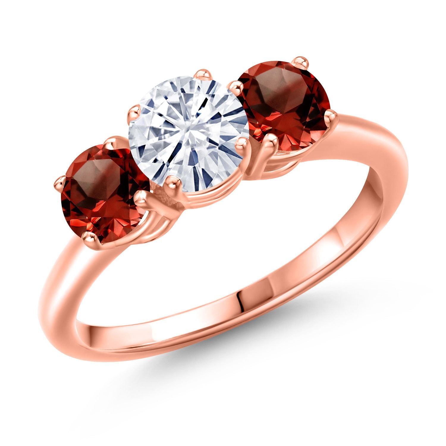 Garnet - January_8_Ring in 925 Rose Gold Plated Silver