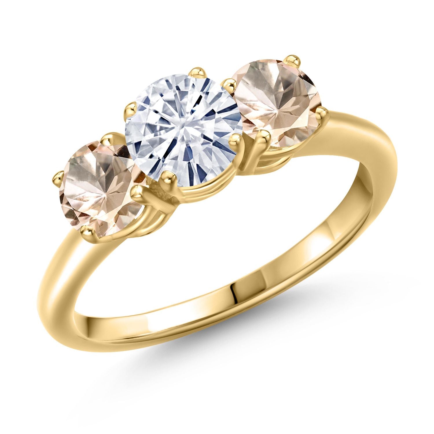 Morganite - October_5_Ring in 925 Yellow Gold Plated Silver