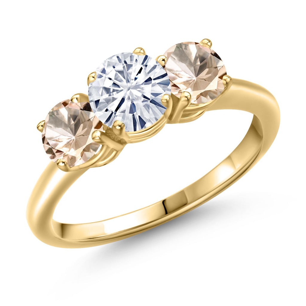 Morganite - October_8_Ring in 925 Yellow Gold Plated Silver