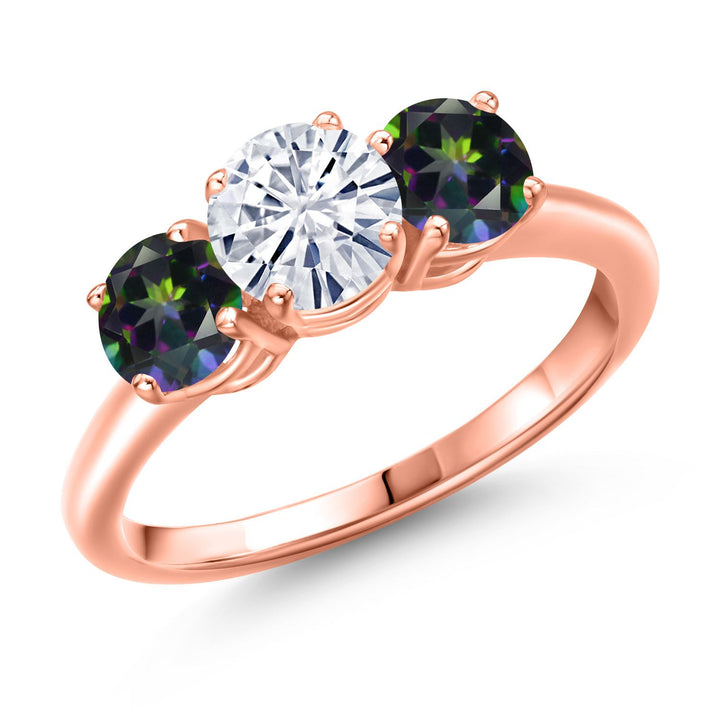 Green Mystic Topaz_5_Ring in 925 Rose Gold Plated Silver