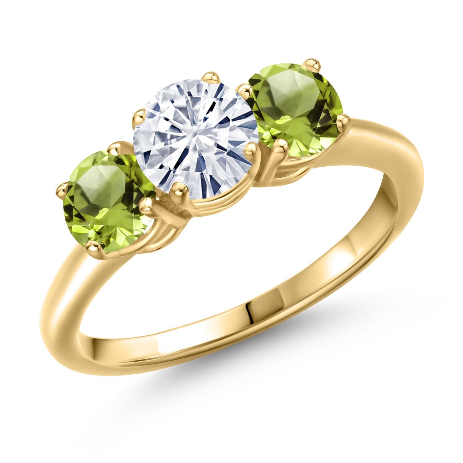 Peridot - August_9_Ring in 925 Yellow Gold Plated Silver