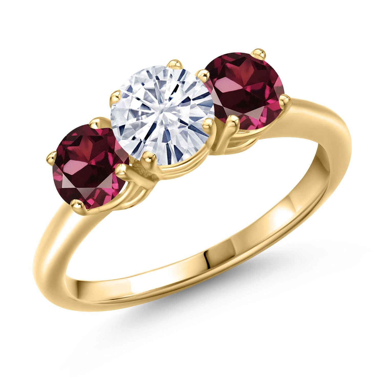 Rhodolite Garnet_9_Ring in 925 Yellow Gold Plated Silver