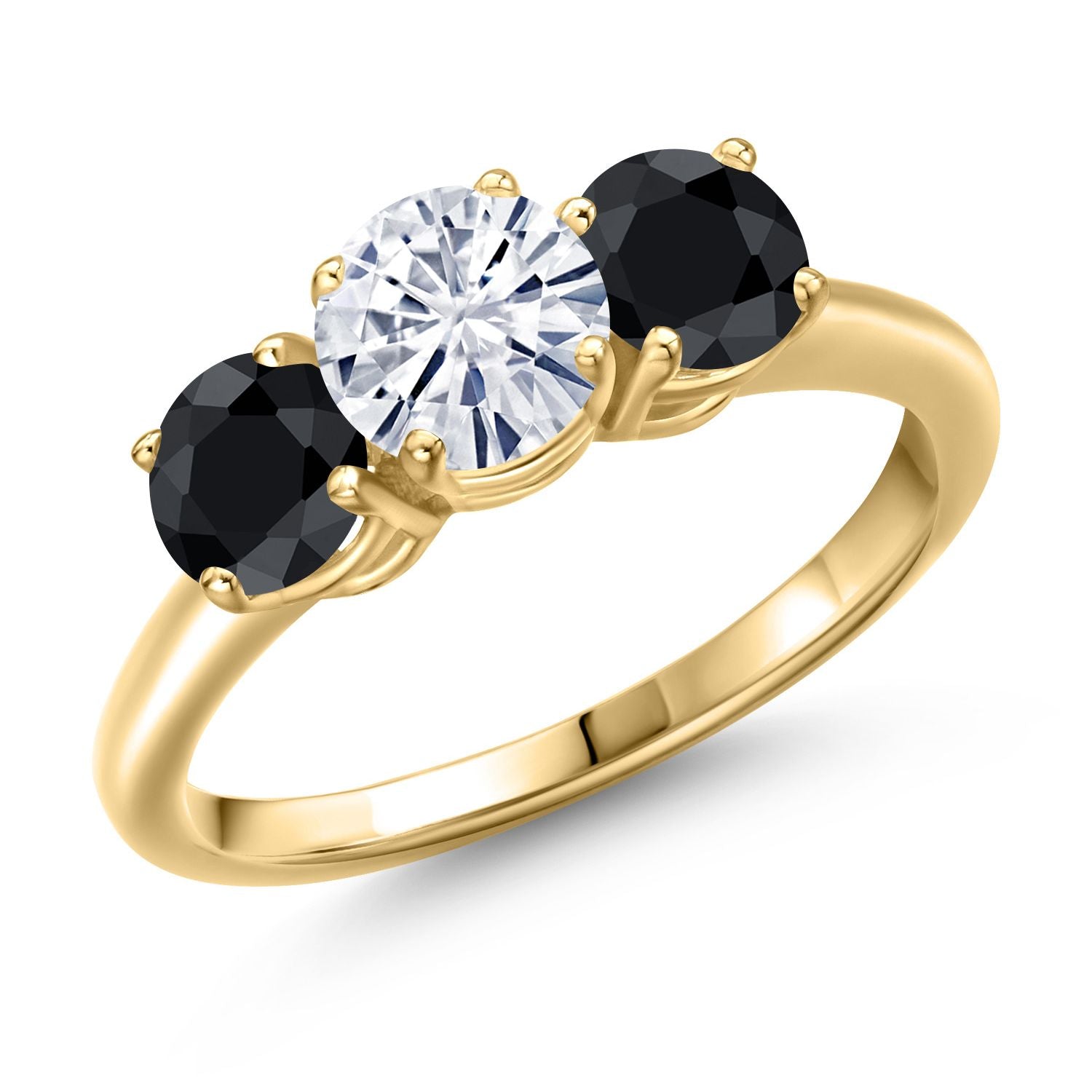 Black Sapphire - September_7_Ring in 925 Yellow Gold Plated Silver