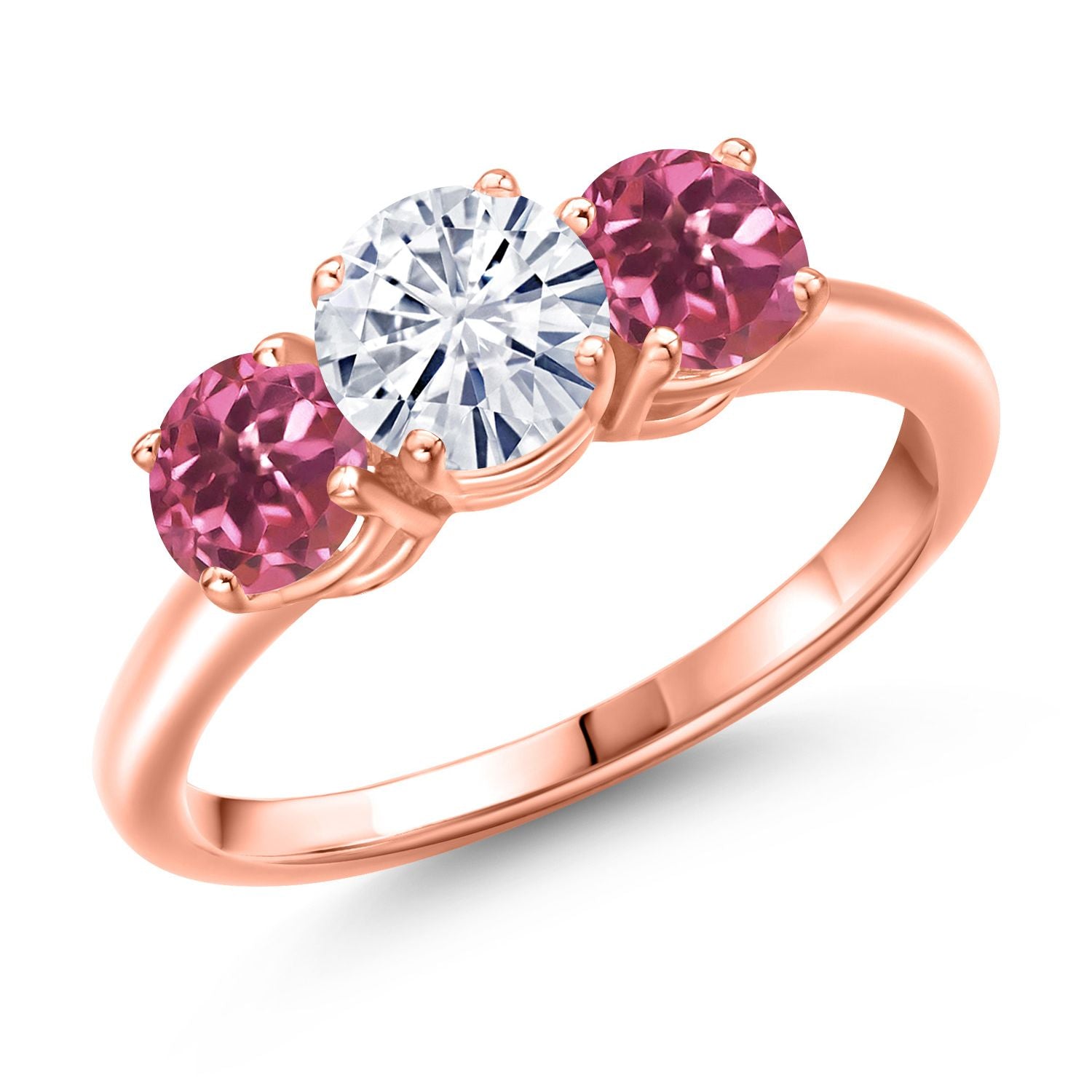 Pink Tourmaline - October_8_Ring in 925 Rose Gold Plated Silver