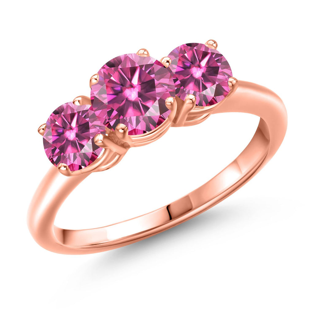 Pink Moissanite - April_5_Ring in 925 Rose Gold Plated Silver