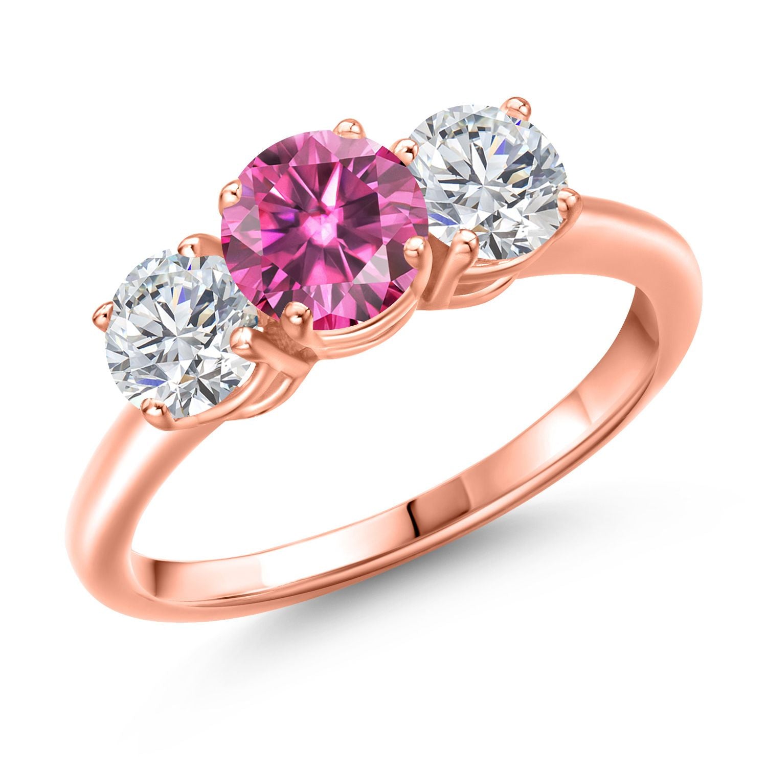 Pink Moissanite - April_6_Ring in 925 Rose Gold Plated Silver